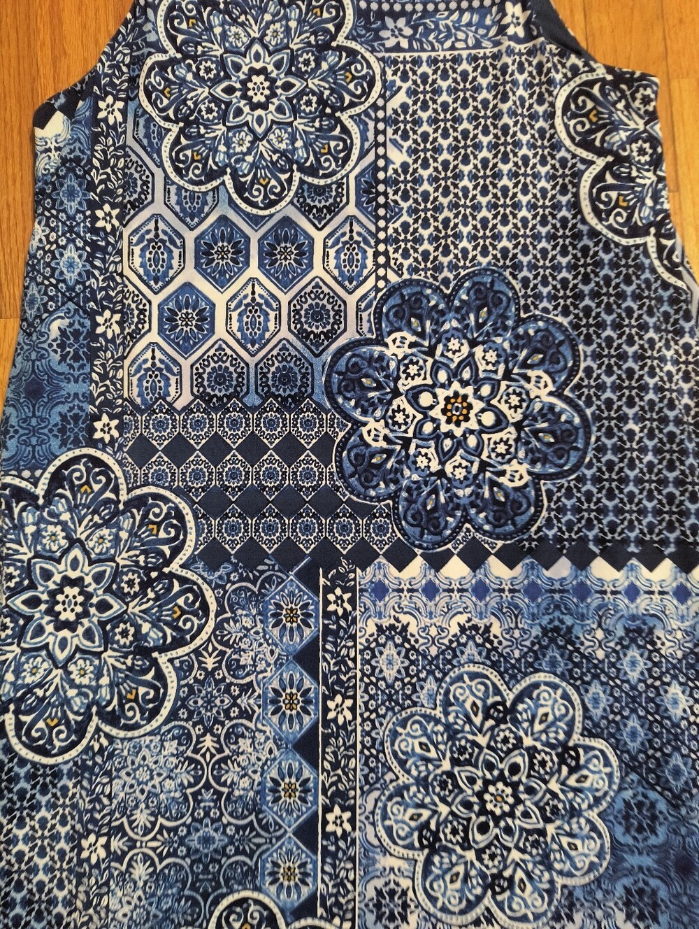 Anne Klein sleeveless dress, women's 10, blue geometric - Picture 5 of 16